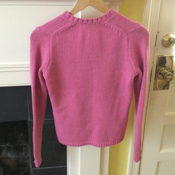 Vintage GAP Y2K Chunky V-Neck Sweater Bright Pink Long Sleeves - Sz Small - Picture 5 of 11